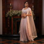 blush pink sharara white work