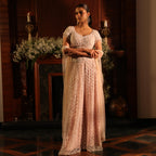blush pink sharara white work