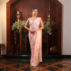pink sequins spray saree