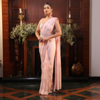 pink sequins spray saree