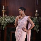 pink sequins spray saree
