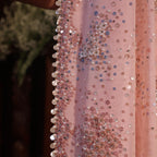 pink sequins spray saree