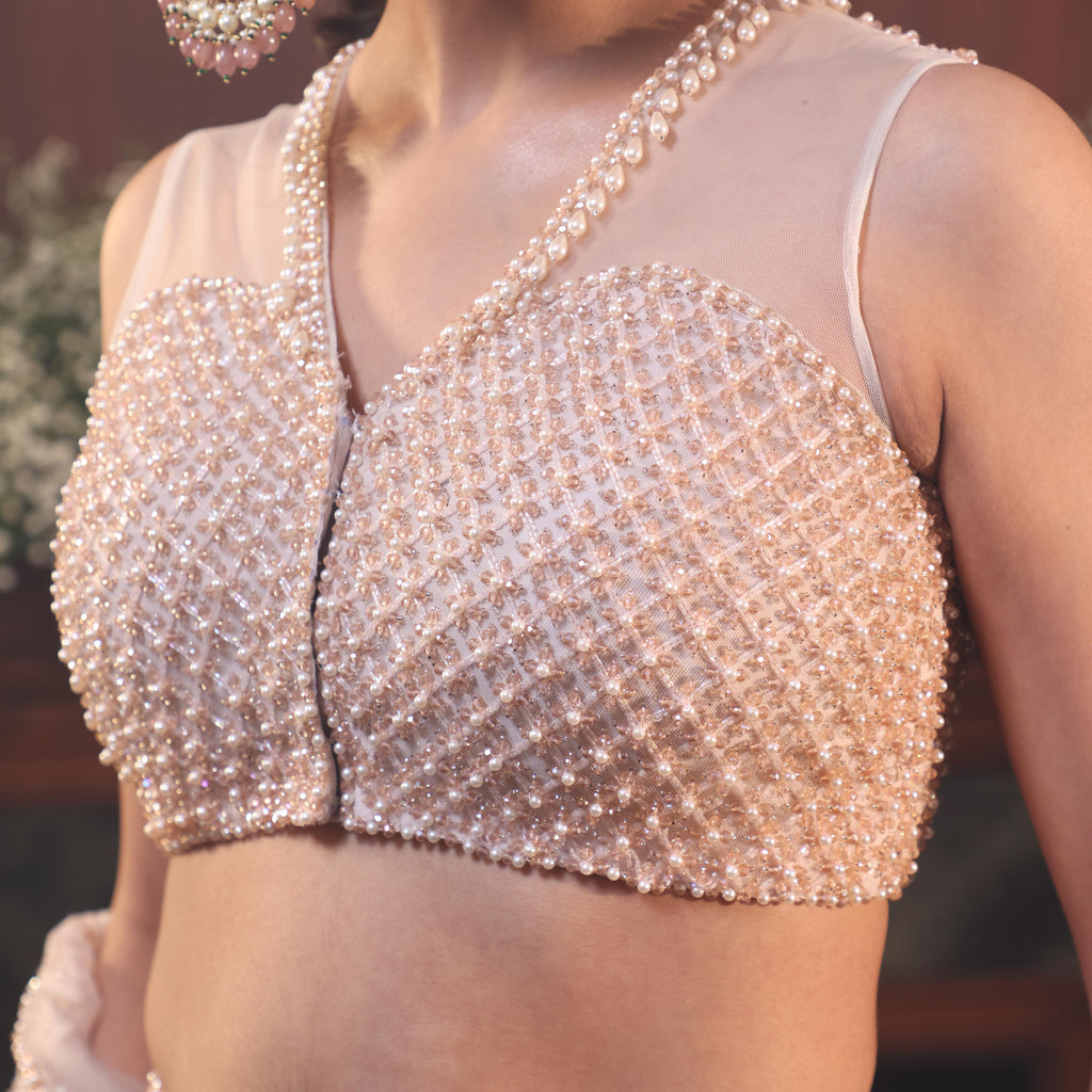 Coral peach katdana crystal and pearl sharara