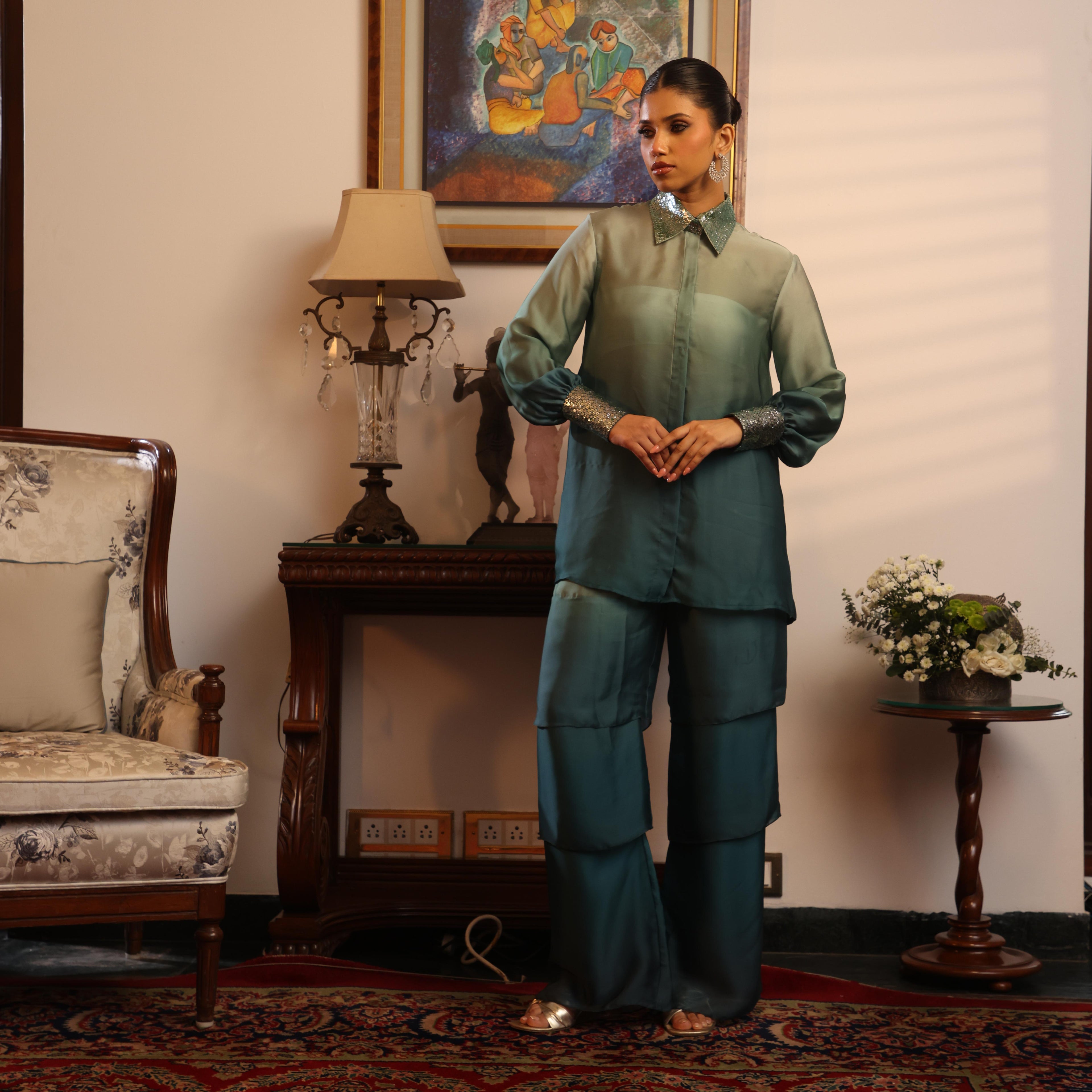sequind color green shaded coord set