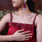 red straps sequins coord set