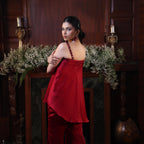 red straps sequins coord set