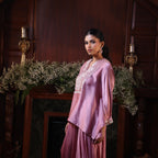 lilac kurta set with cowl pants