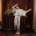 sequins katdana powder blue tunic with drape skirt