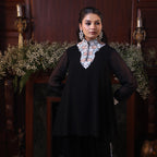 black net flowers kurta sert coord set