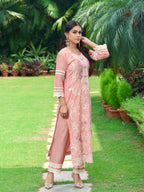 Inayat | Peach Embroidered Cotton Kurta Set