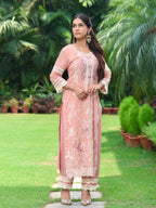 Inayat | Peach Embroidered Cotton Kurta Set