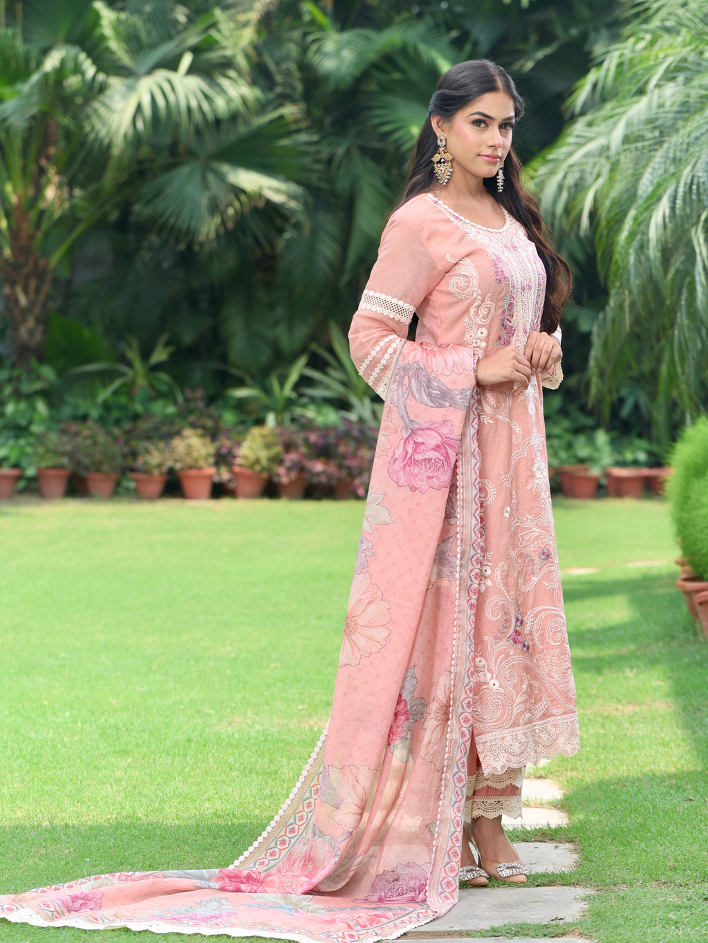 Inayat | Peach Embroidered Cotton Kurta Set