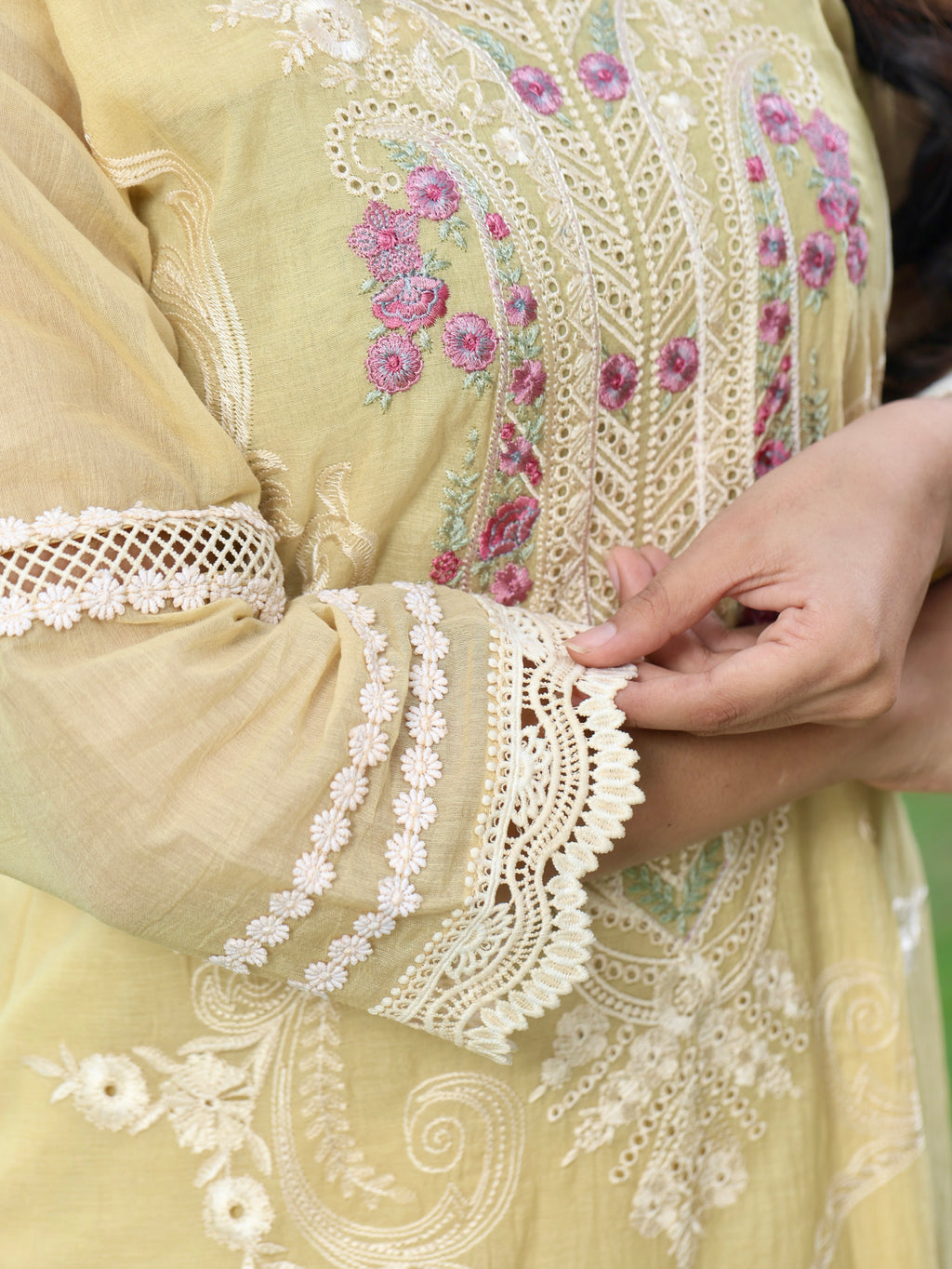Dua | Yellow Embroidered Cotton Kurta Set
