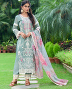 Arzoo | Dusky Grey Embroidered Cotton Kurta Set