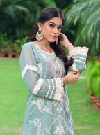 Arzoo | Dusky Grey Embroidered Cotton Kurta Set