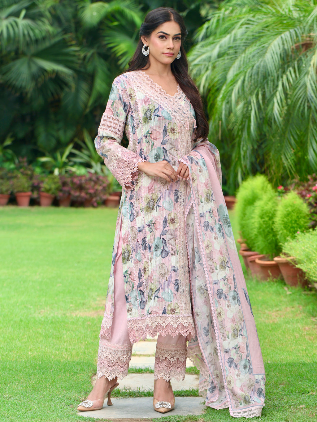 Zareen | Pink Floral Printed Cotton Kurta Set
