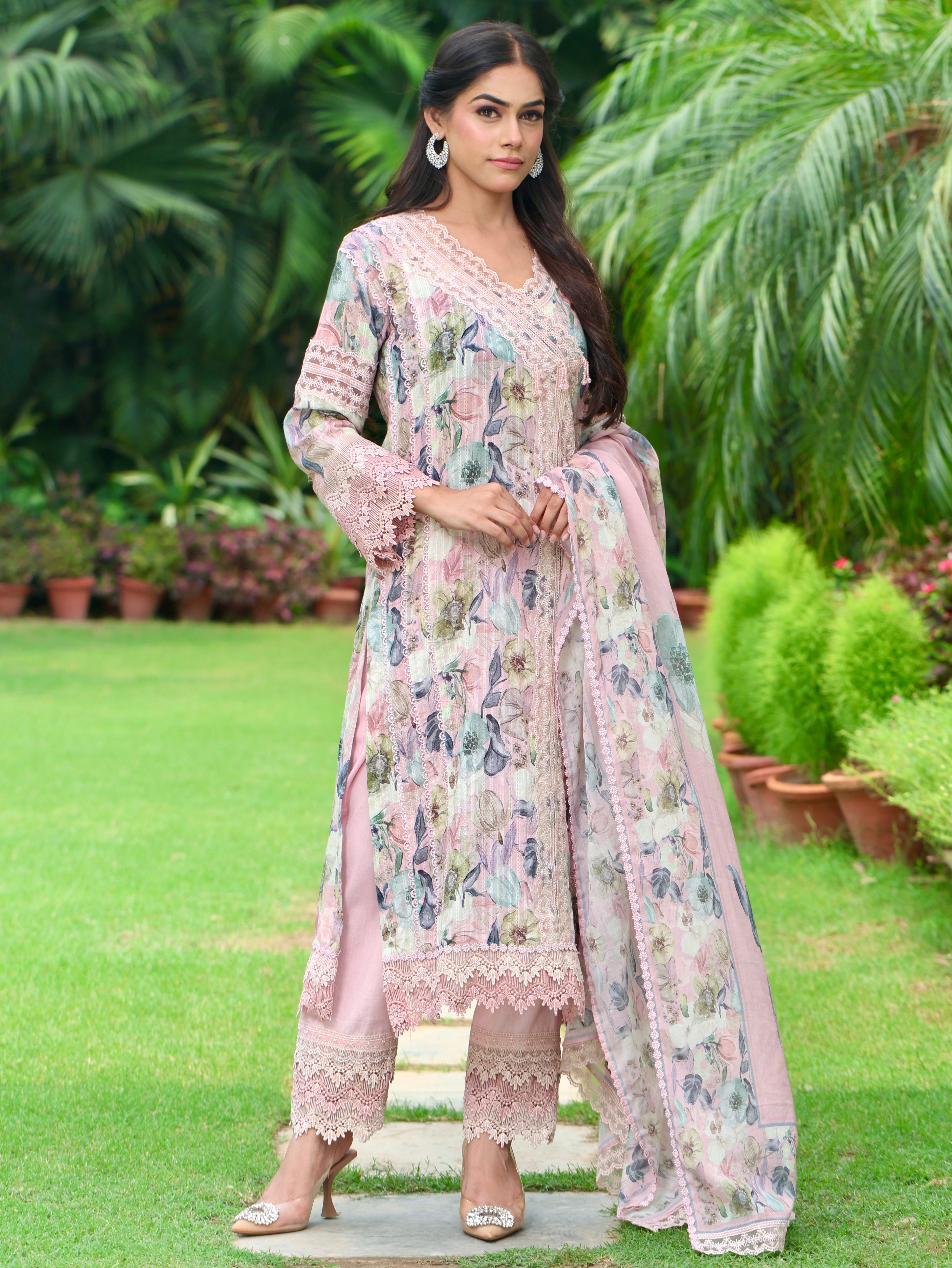 Zareen | Pink Floral Printed Cotton Kurta Set