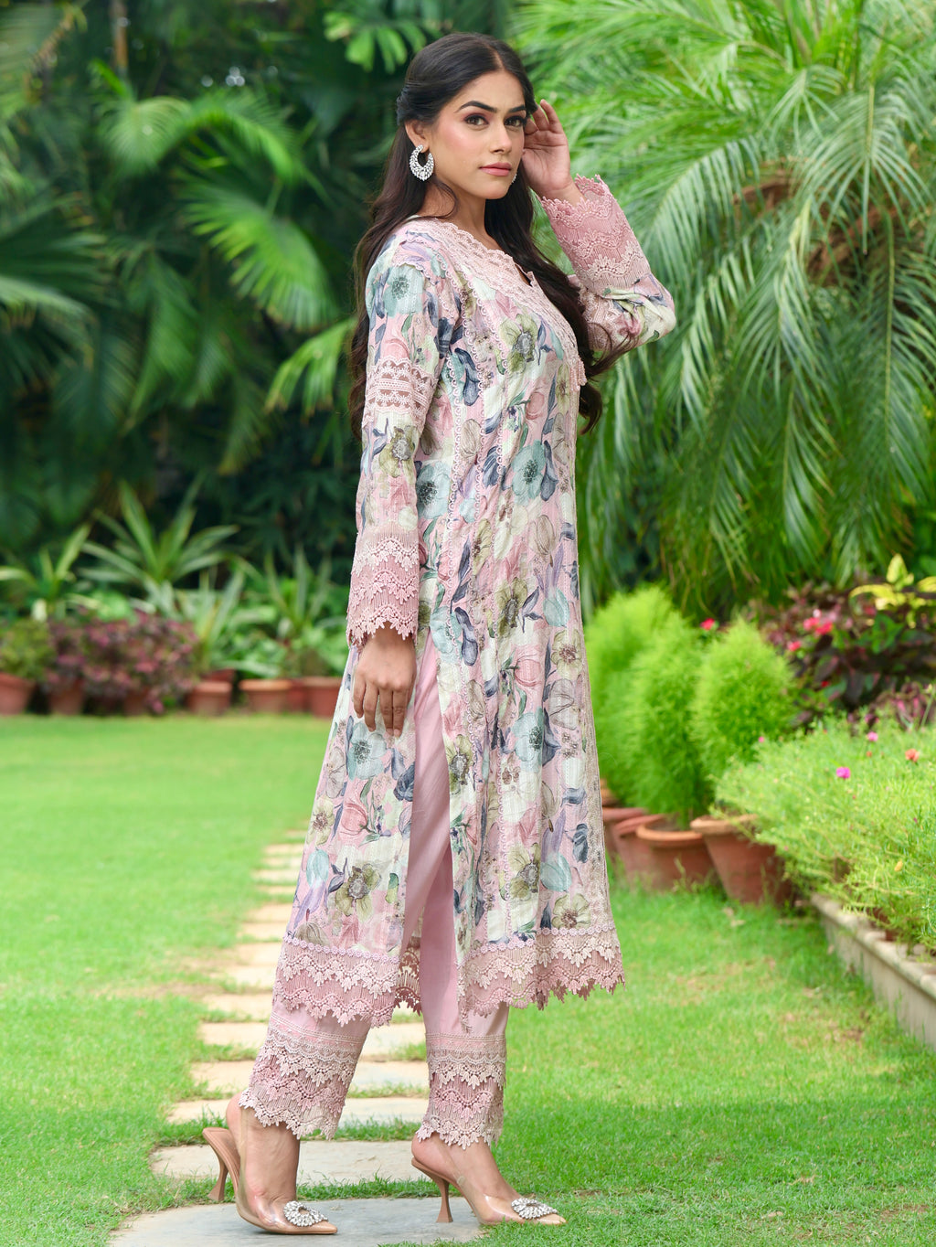 Zareen | Pink Floral Printed Cotton Kurta Set