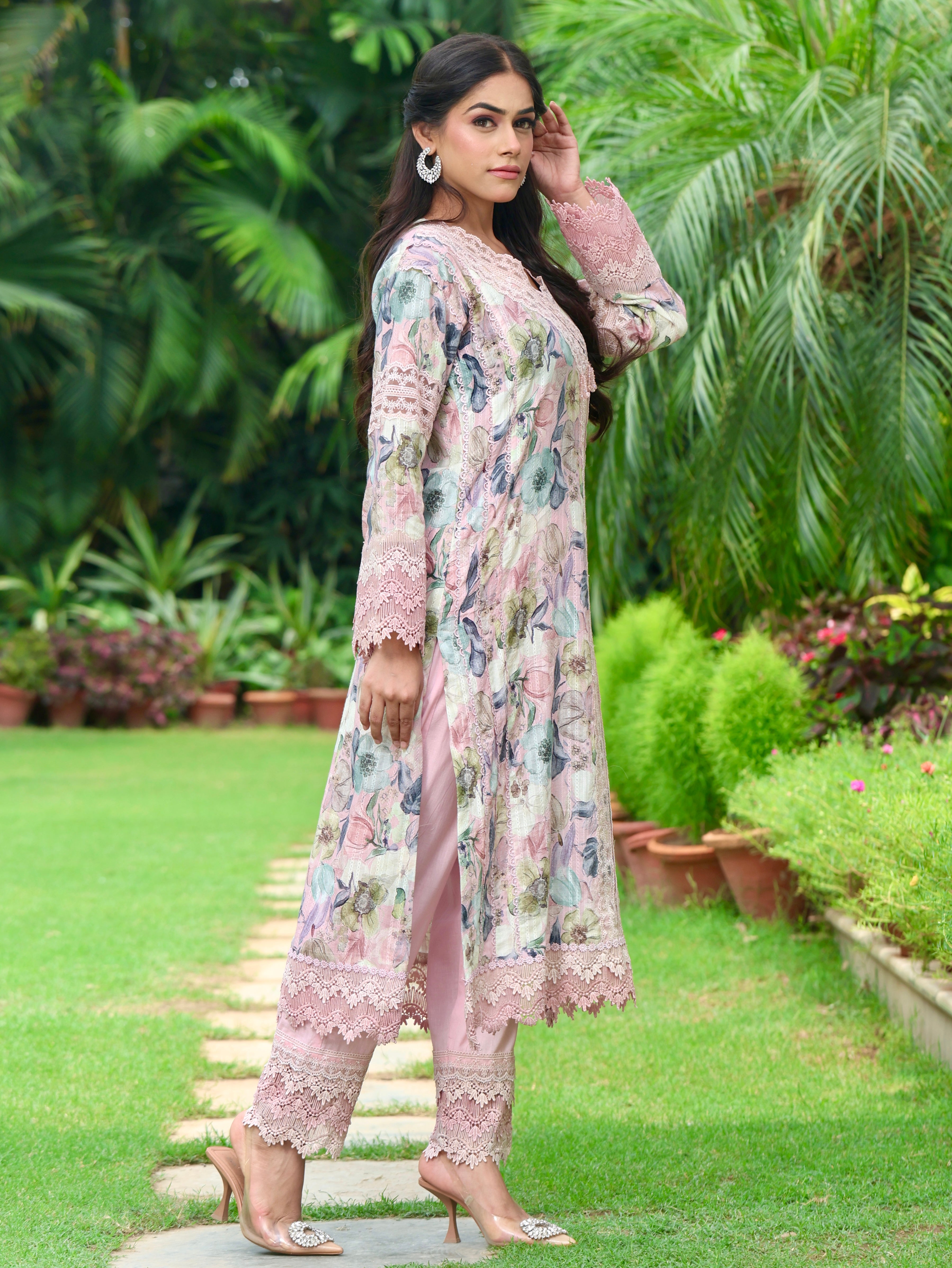 Zareen | Pink Floral Printed Cotton Kurta Set