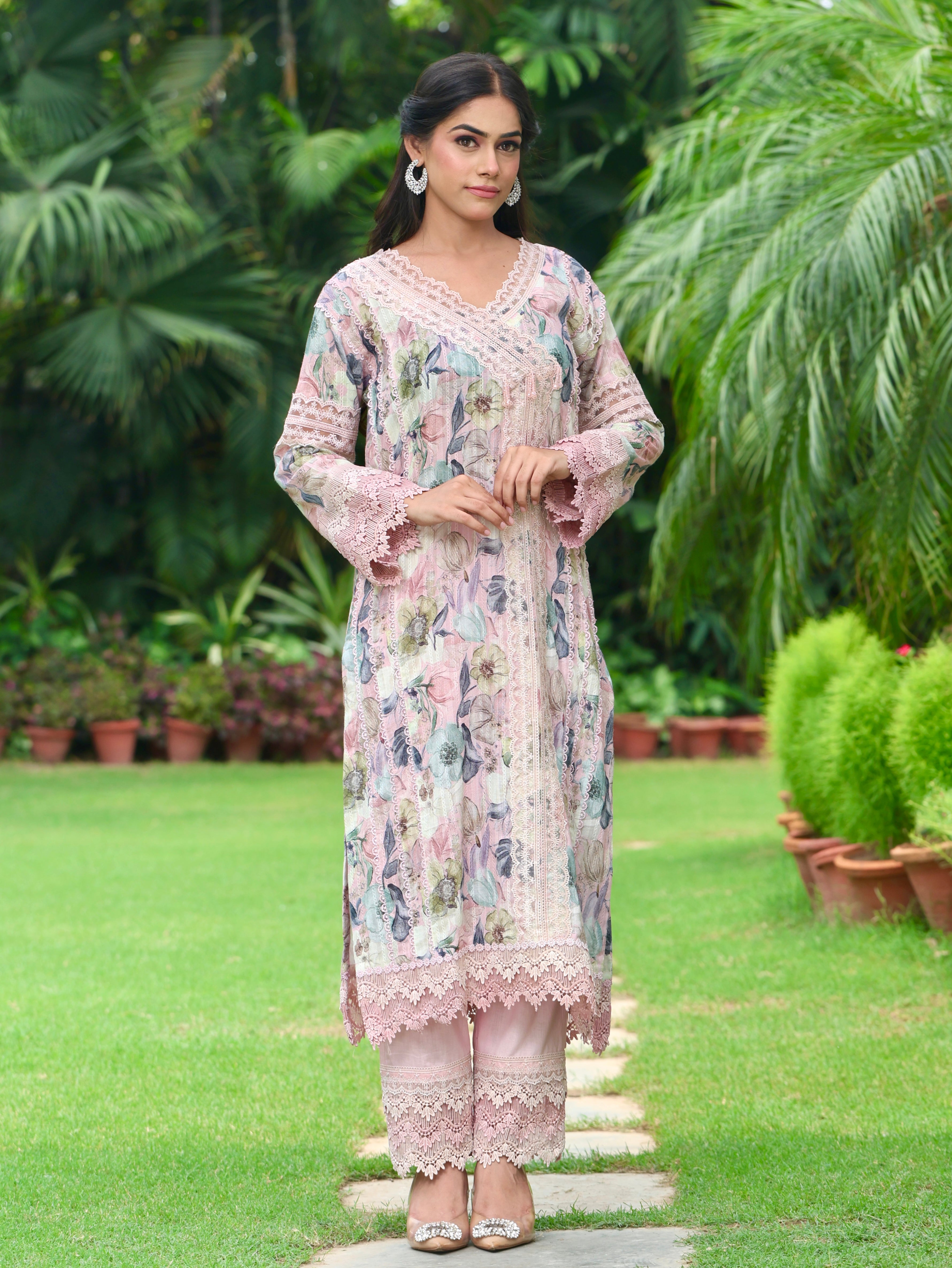 Zareen | Pink Floral Printed Cotton Kurta Set