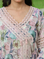 Zareen | Pink Floral Printed Cotton Kurta Set