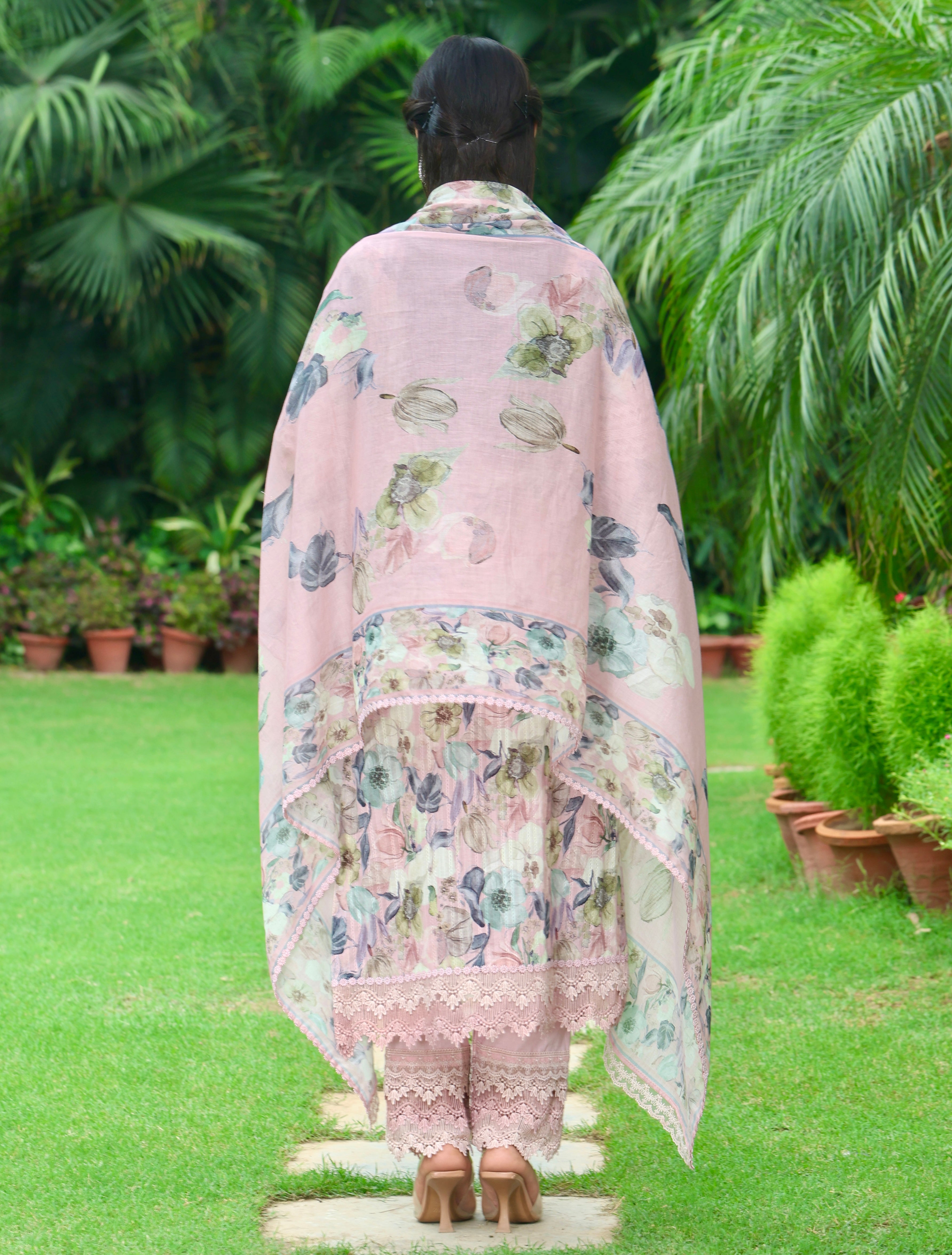 Zareen | Pink Floral Printed Cotton Kurta Set