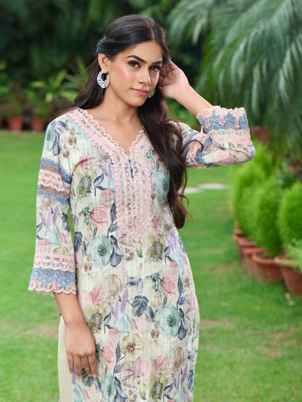 Aafreen | Ivory Floral Printed Cotton Kurta Set