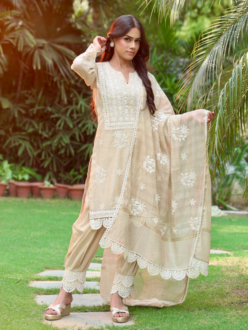 Rania | Beige Cotton Kurta Set