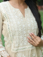 Rania | Beige Cotton Kurta Set