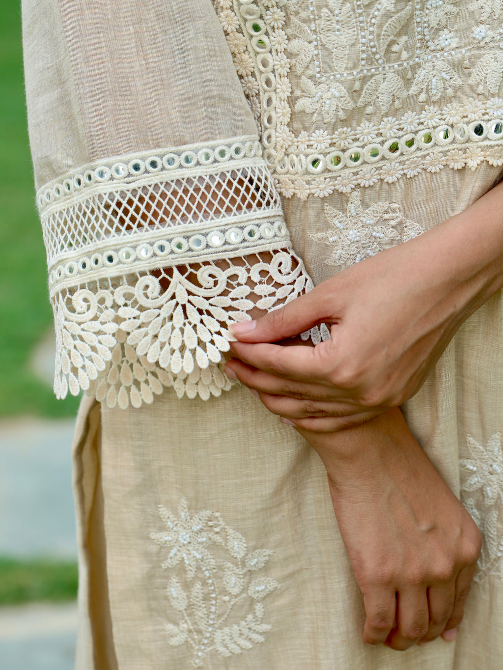 Rania | Beige Cotton Kurta Set