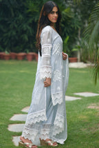 Naaz | Sky Blue Mul Chanderi Kurta Set