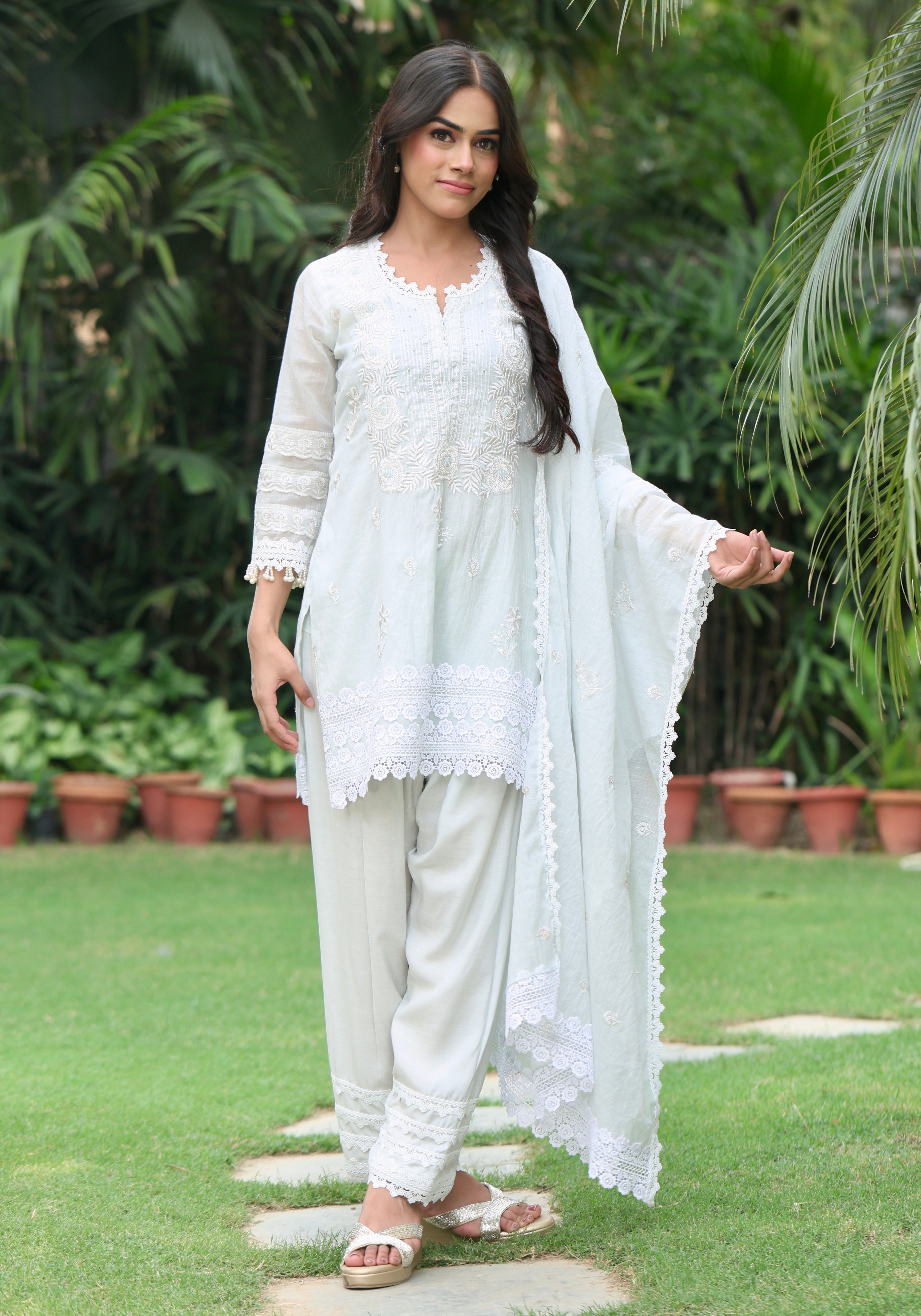 Nazaakat | Powder Blue Cotton Kurta Set