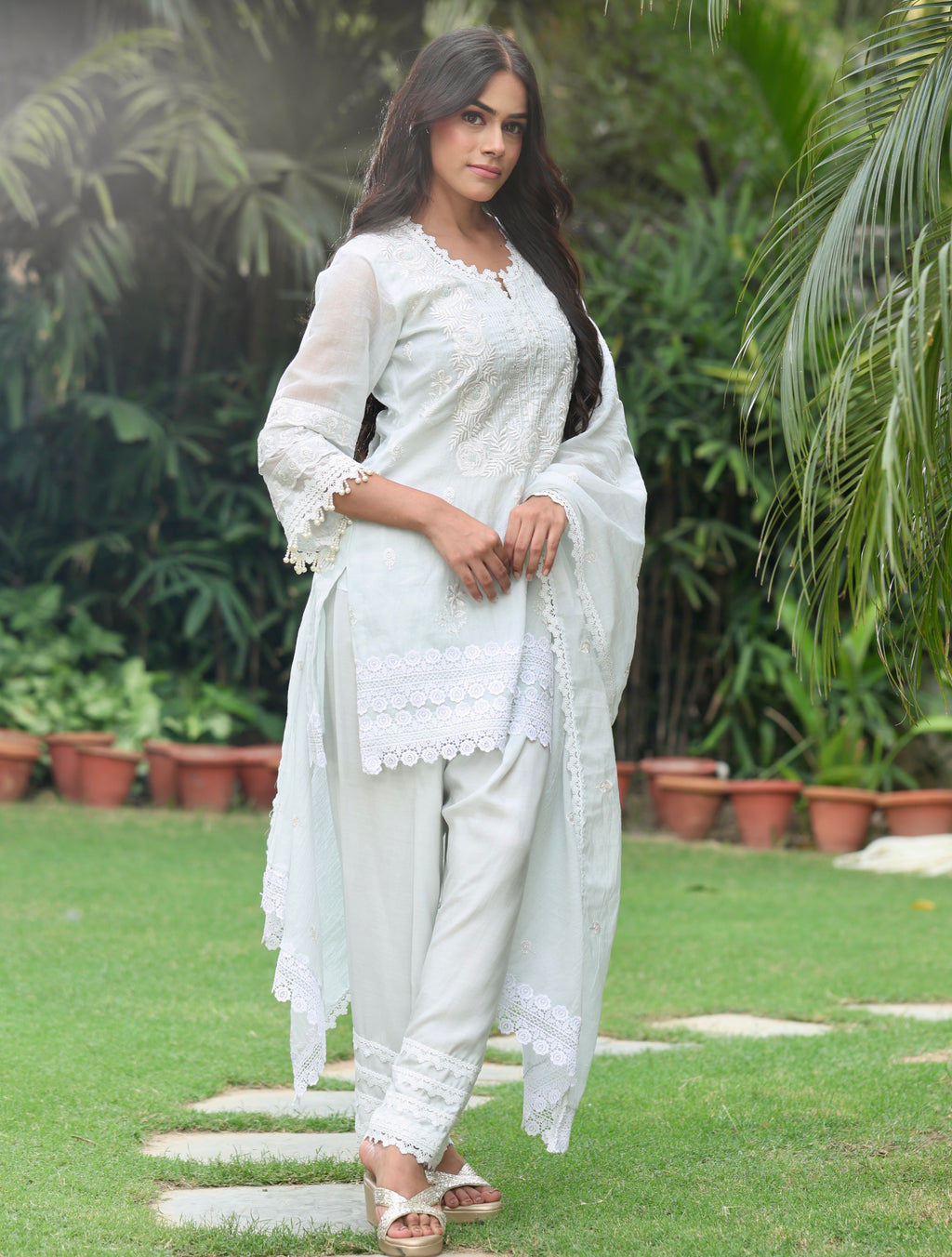Nazaakat | Powder Blue Cotton Kurta Set