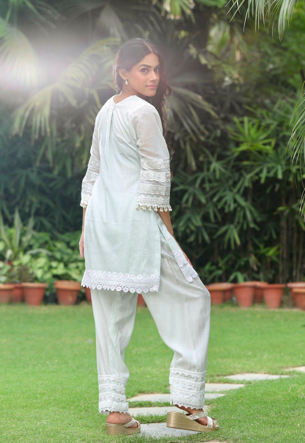 Nazaakat | Powder Blue Cotton Kurta Set