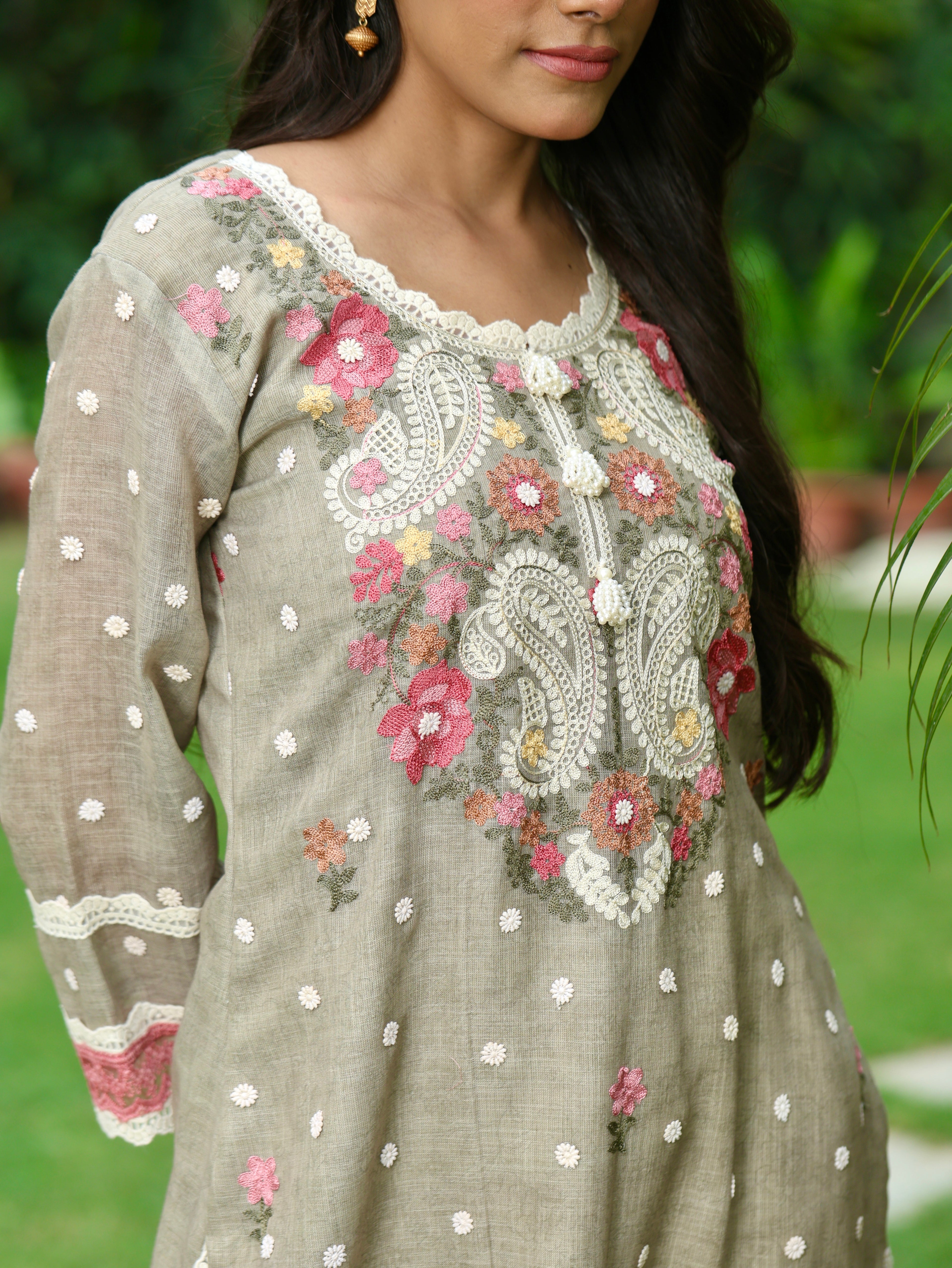Ruhi |  Earthen Grey Cotton Suit Set