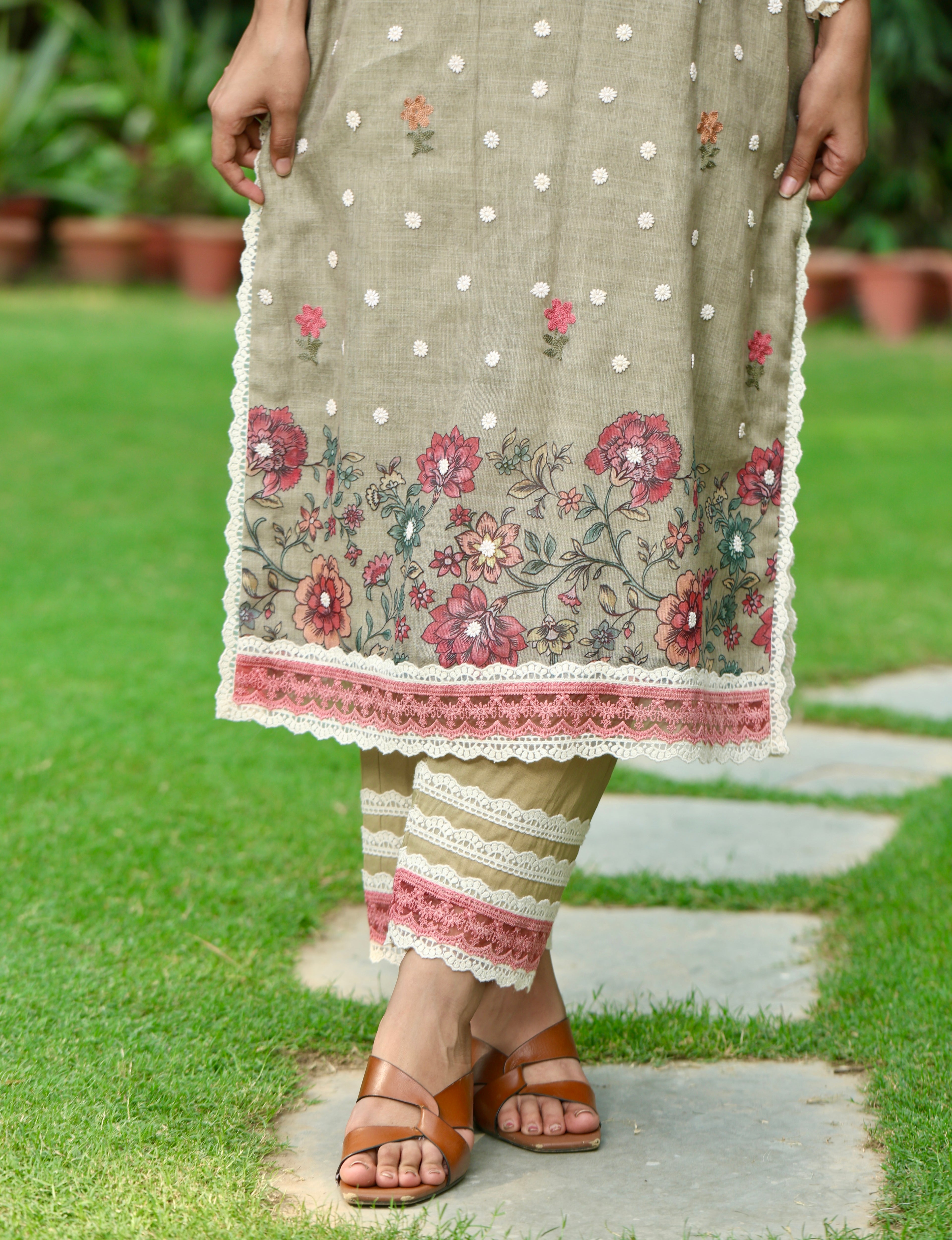 Ruhi |  Earthen Grey Cotton Suit Set