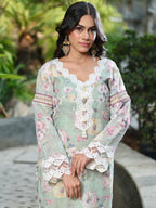 Noorain | Green Floral Printed Cotton Kurta Set