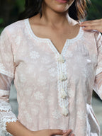 Naira | Peach Cotton Kurta Set