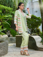 Falak | Green Linen Satin Co-ord Set