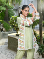 Falak | Green Linen Satin Co-ord Set