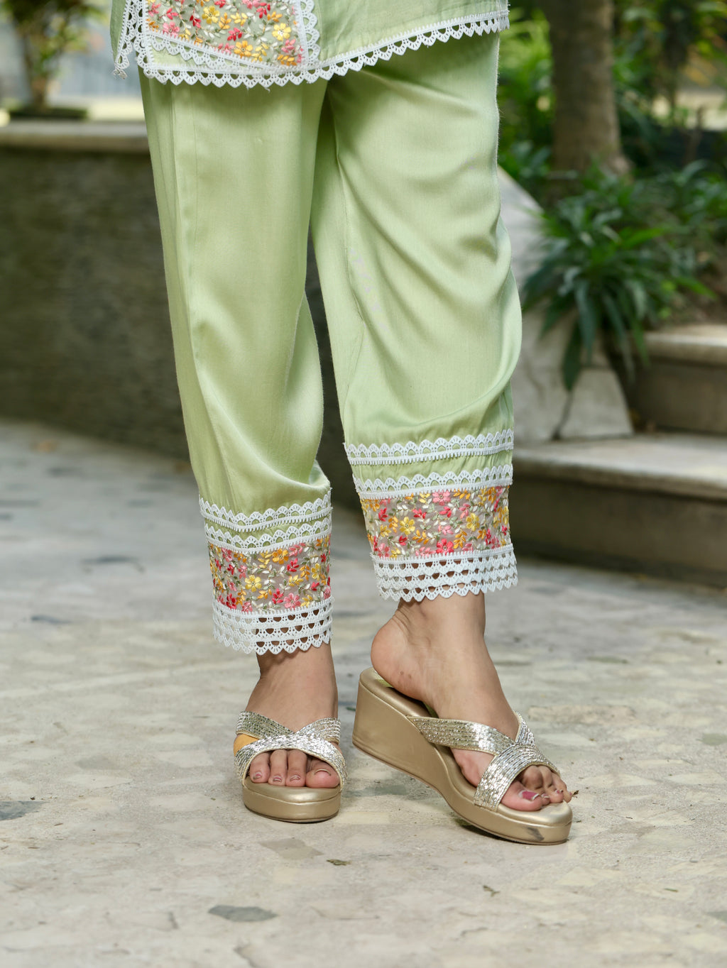 Falak | Green Linen Satin Co-ord Set
