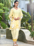 Noor | Yellow Linen Satin Kurta Set