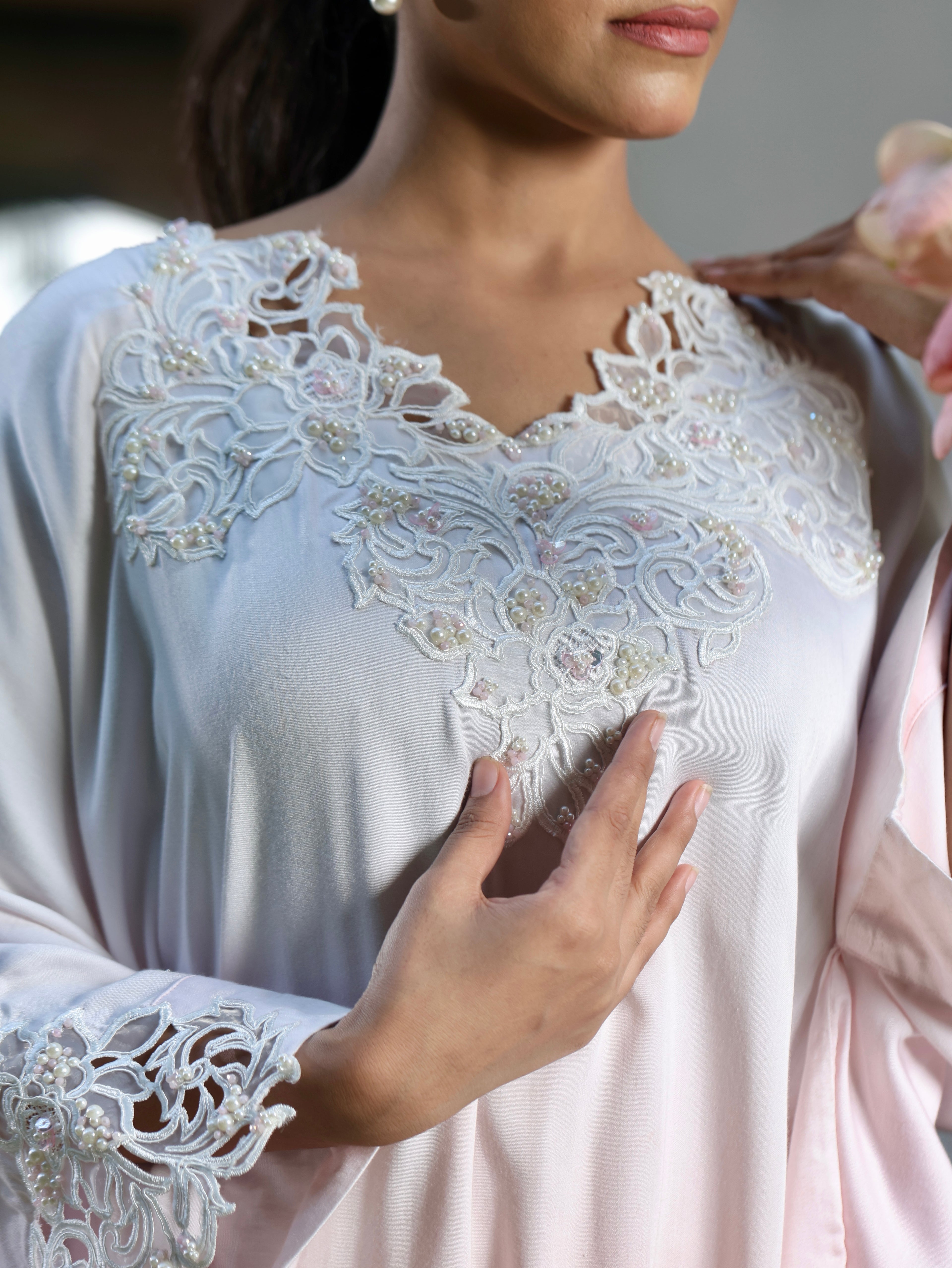 Alaya | Powder Pink Ombre Linen Satin Kurta Set