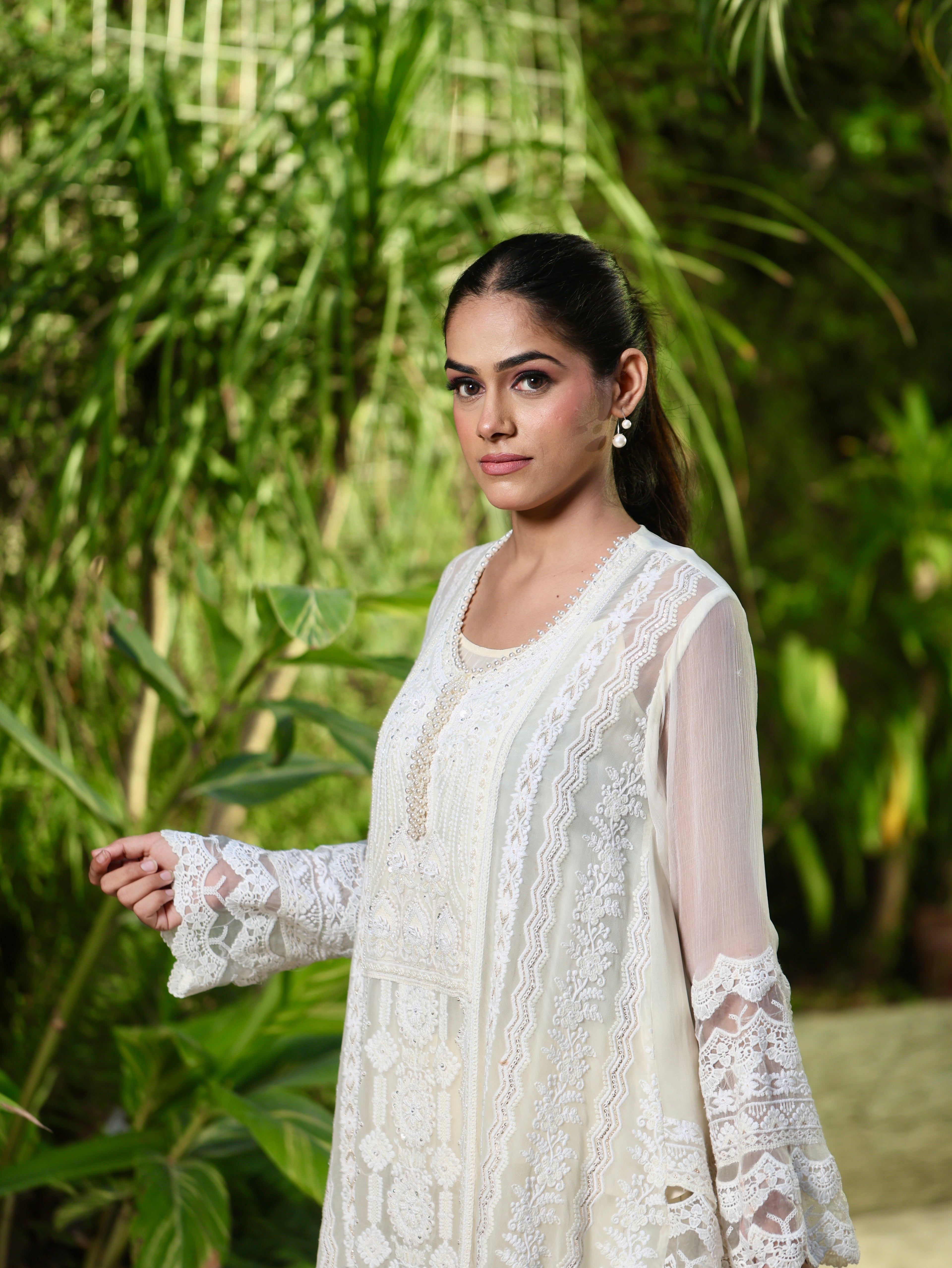 Eira | Ivory Chikankari Georgette Kurta Set