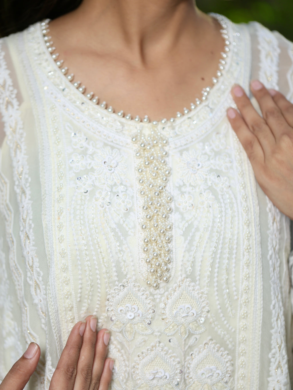Eira | Ivory Chikankari Georgette Kurta Set