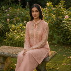 Alina | Peach Mukaish Chanderi Co-ord Set