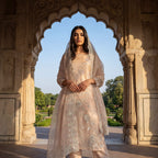 Alia | Pink Embroidered Semi Stitched Organza Kurta Set