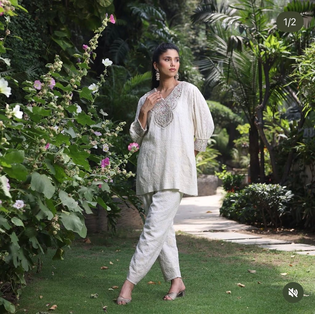 Chikkan mirror work kurta set