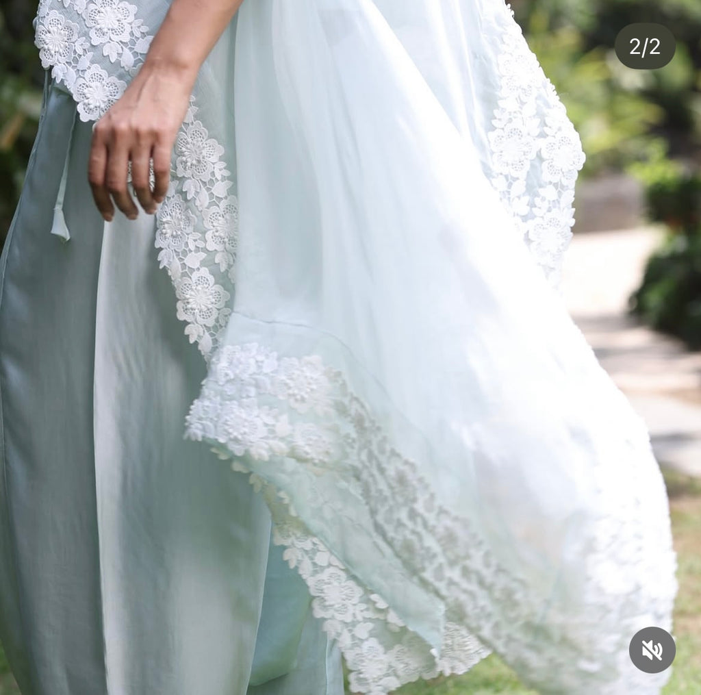 Blue lace cape set