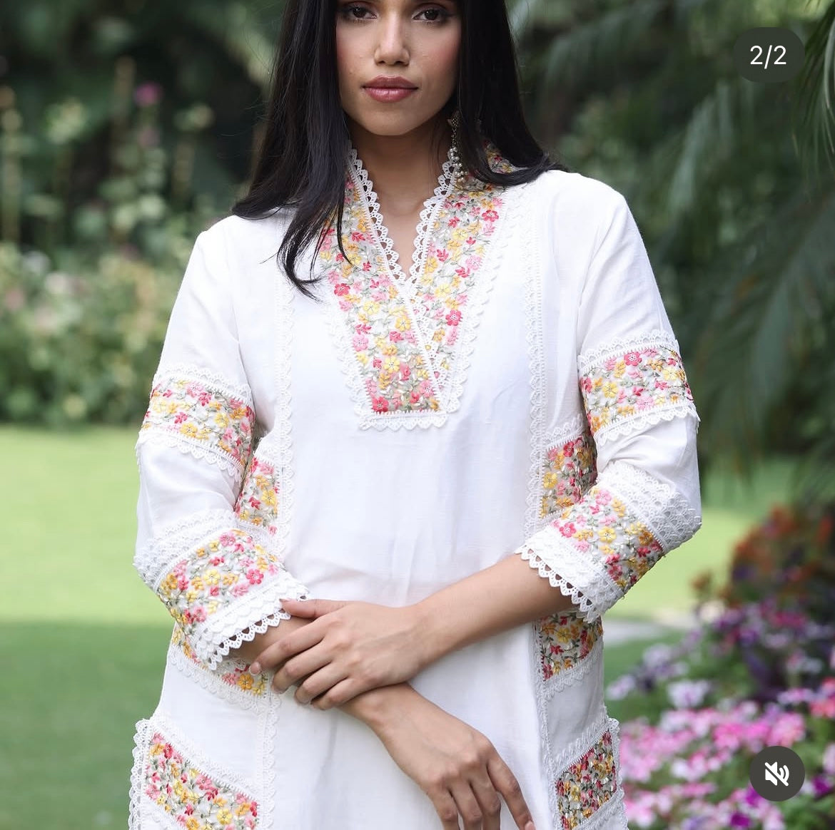 White lace kurta set